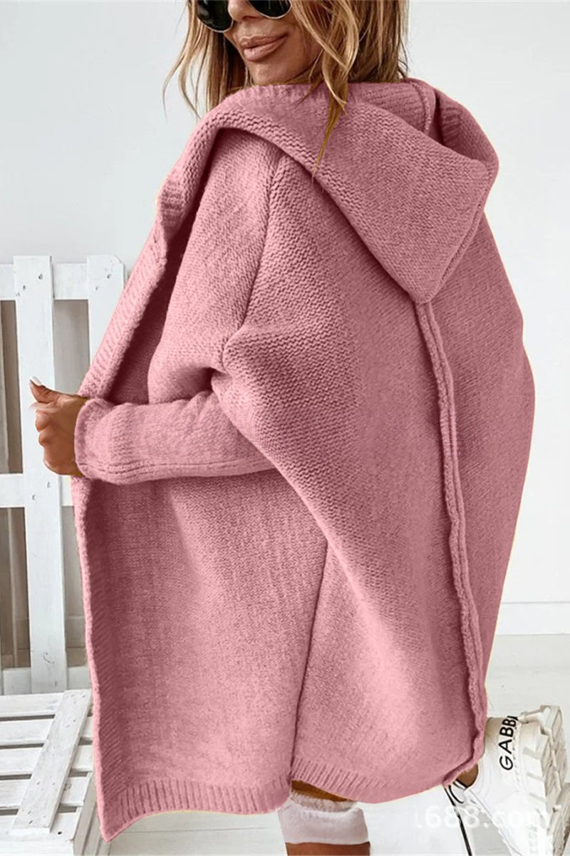 Women knit hooded oversized cardigan soft warm relaxed fit
