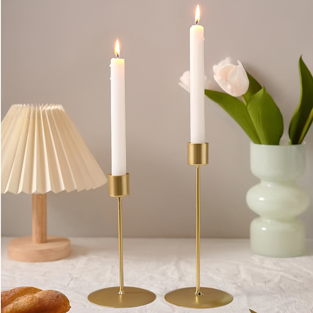 Metal candle holders set of 2, table decoration for wedding, dinner and holidays
