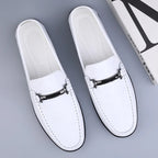 Men genuine leather loafers with metallic rope accent and cushioned insole