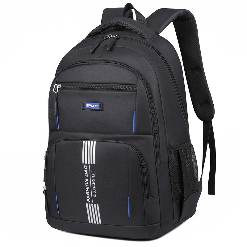 Men full grain leather backpack with buckle closure and adjustable straps