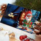 Diamond painting Christmas cards DIY kit with Santa and animal designs, 12pcs multicolor