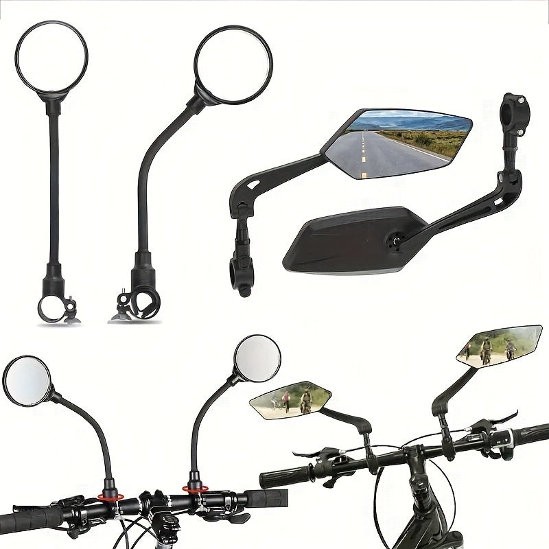 HD adjustable bicycle rearview mirrors 2-pack, universal fit for bike and e-bike, 23cm flat lens