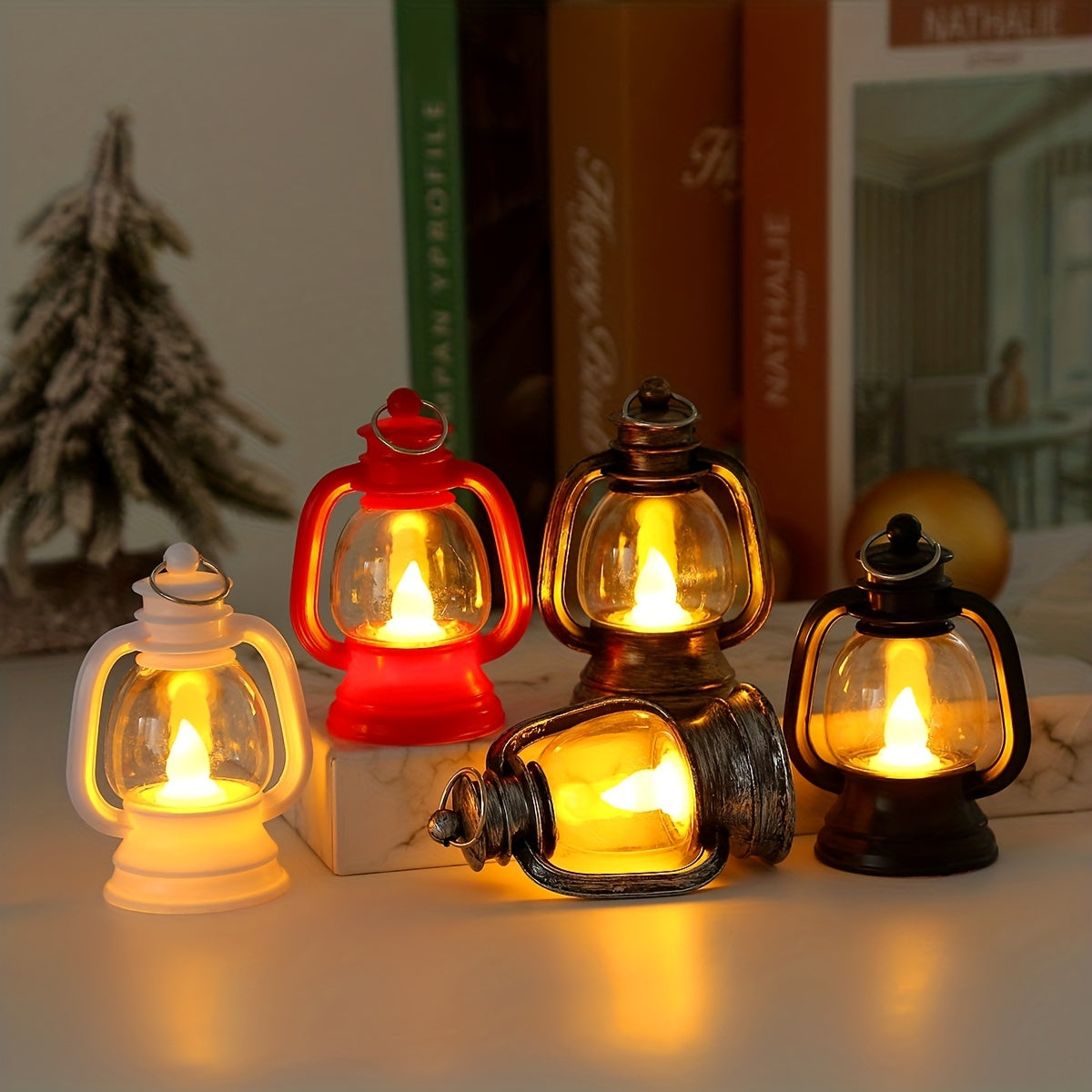 Christmas LED lantern lights 12 pack vintage mini flickering design