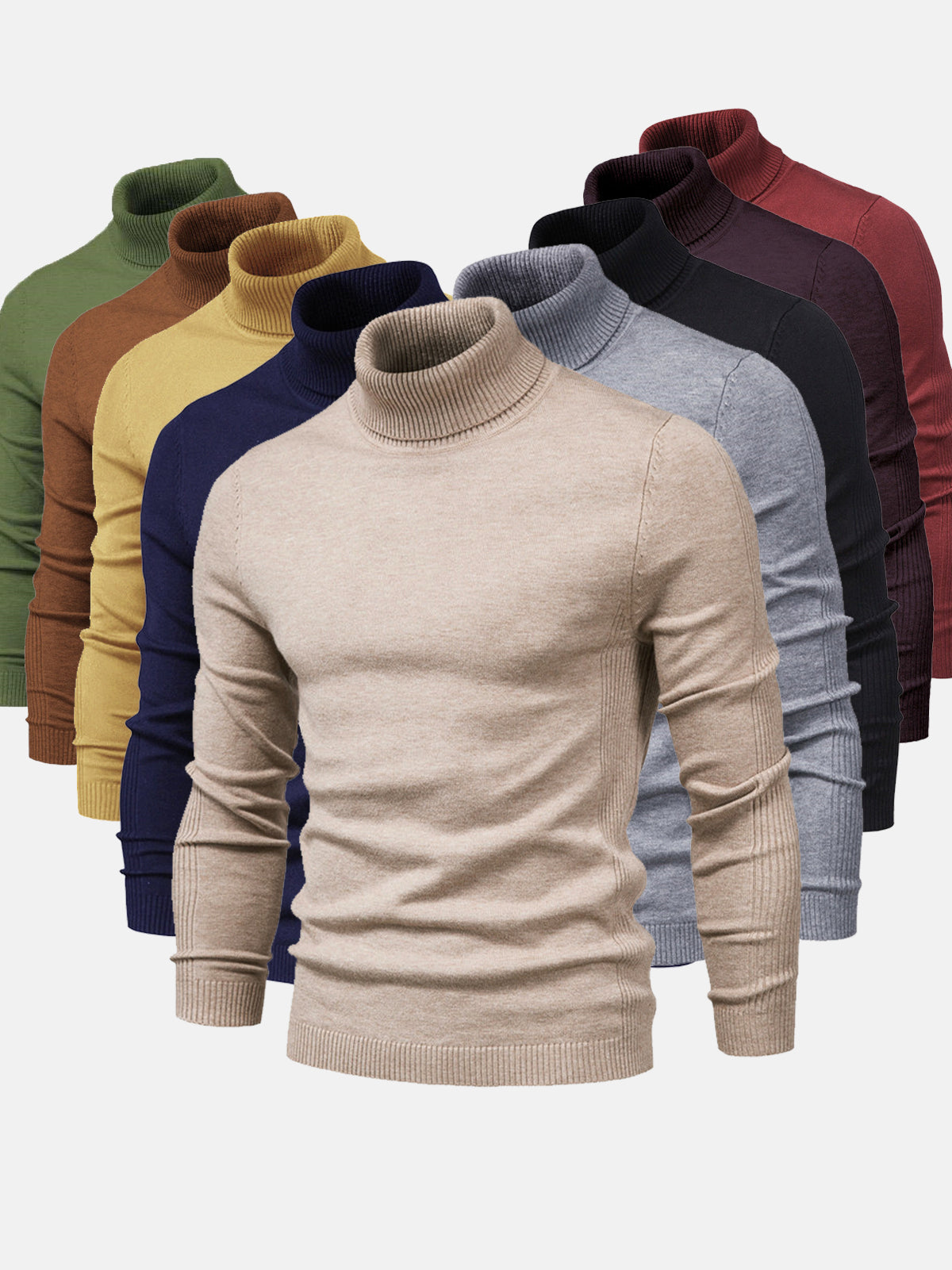Men's turtleneck sweater slim fit cotton, autumn winter