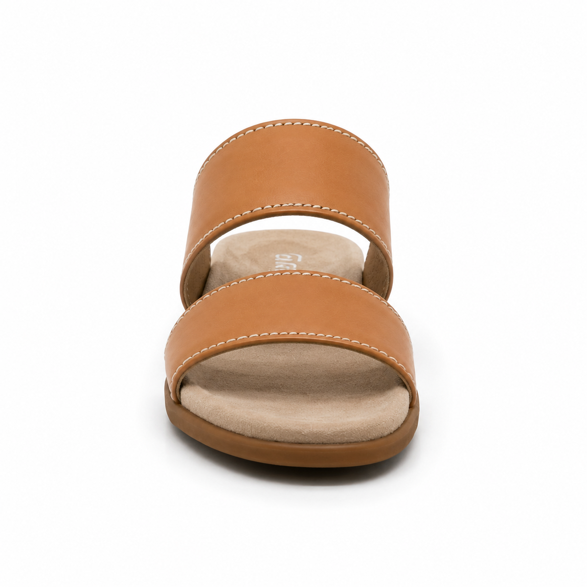 Mens Sandals Leather Slide Brown Cushioned Footbed Comfortable