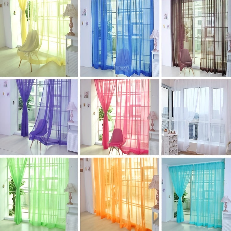 Floral voile curtains set of 2 transparent eyelet panels 200x100cm