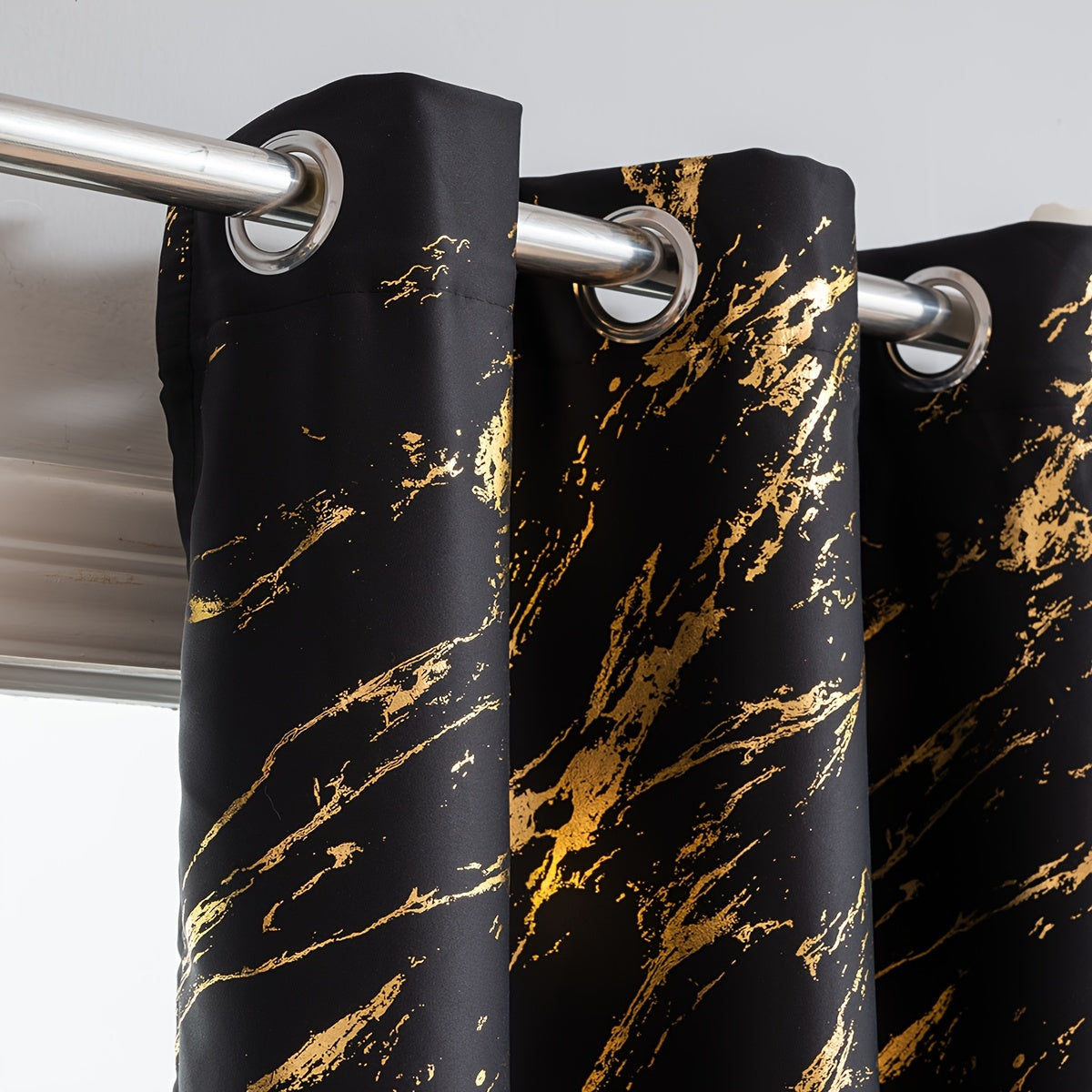 2 piece blackout curtains bronzing marble print ring top for bedroom and living room