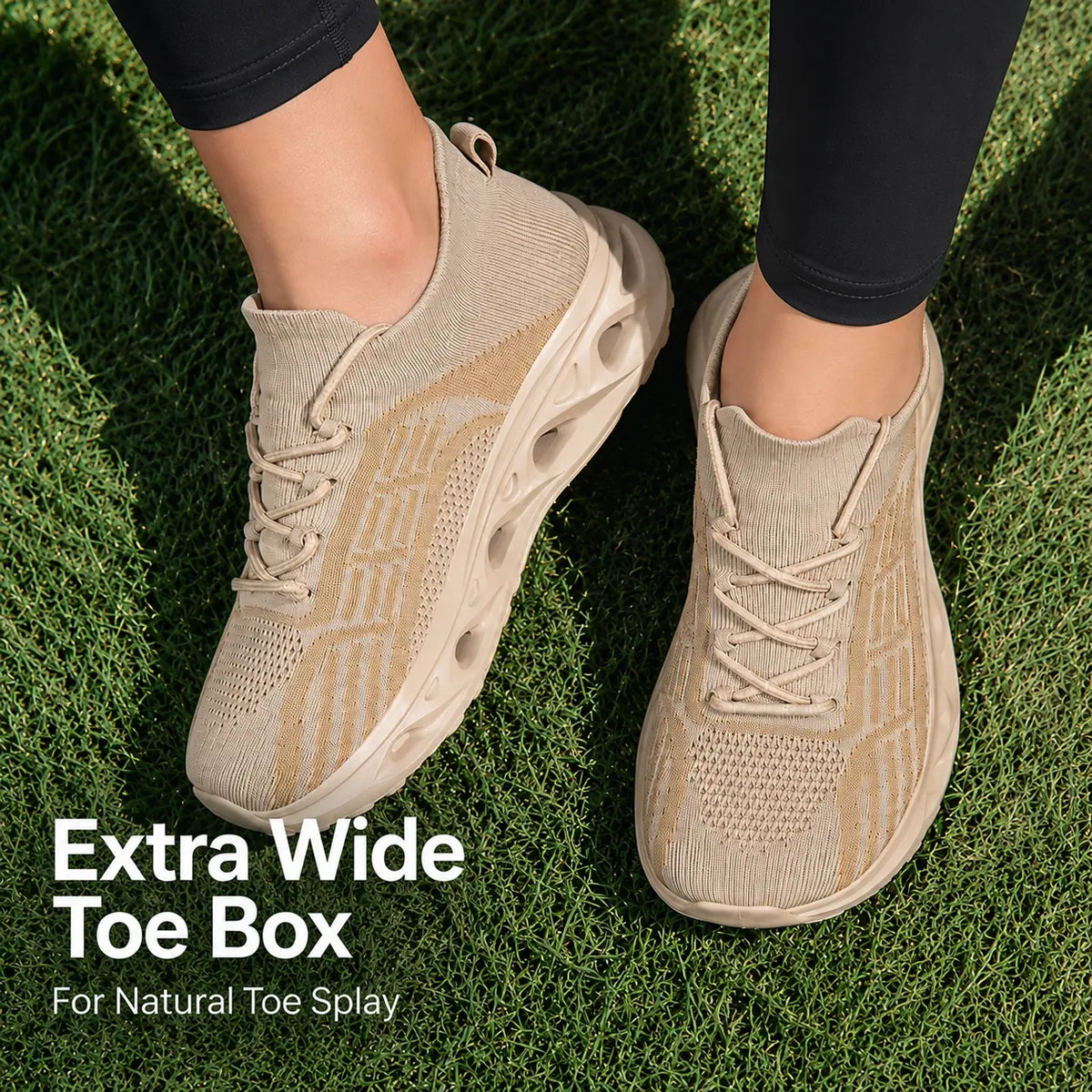 Walking sneakers wide toe box orthopedic flexible sole lace-up, available in 6 colours