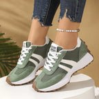 Women retro platform chunky sneakers lace up with contrast stripe detail