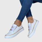 Women's velvet lace-up sneakers flat casual spring shoes