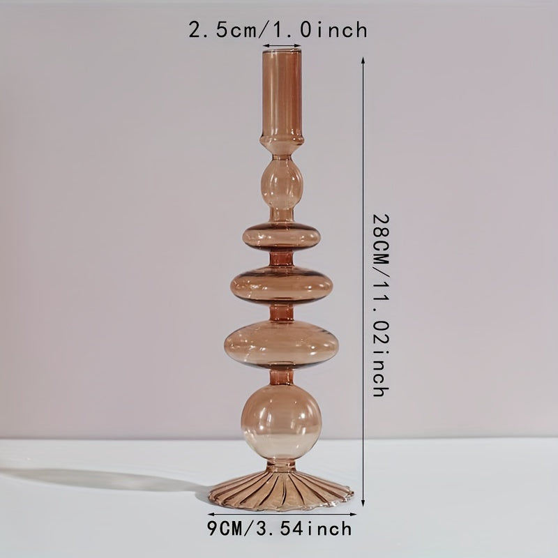Glass candlestick set minimalist lacquered table decor for romantic dinner