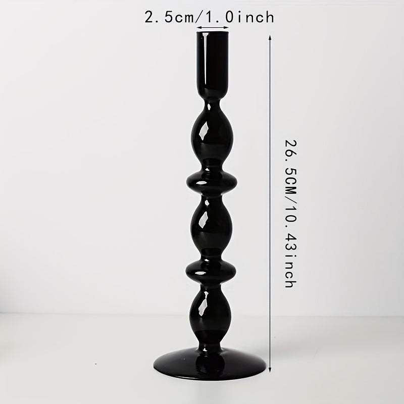 Glass candlestick set minimalist lacquered table decor for romantic dinner