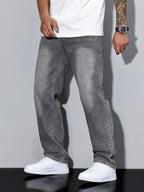 Men denim jeans relaxed fit straight leg in multiple colors