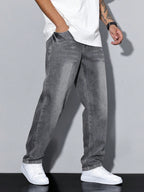 Men denim jeans relaxed fit straight leg in multiple colors