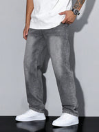Men denim jeans relaxed fit straight leg in multiple colors