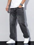 Men denim jeans relaxed fit straight leg in multiple colors