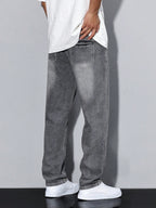 Men denim jeans relaxed fit straight leg in multiple colors