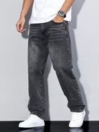Men denim jeans relaxed fit straight leg in multiple colors