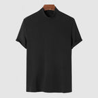 Men's turtleneck t-shirt casual modern fit in black white and grey