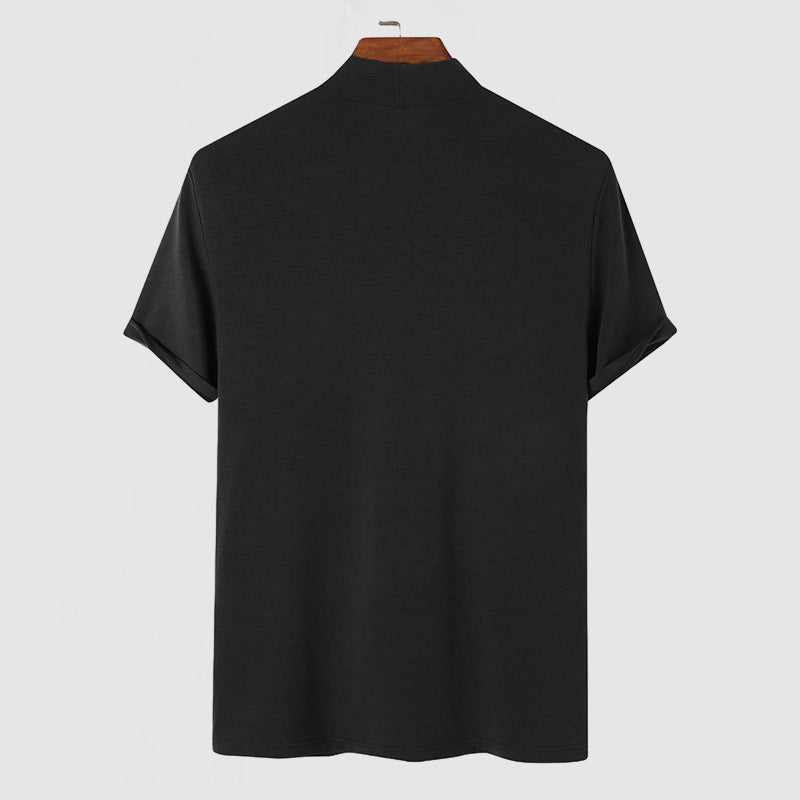 Men's turtleneck t-shirt casual modern fit in black white and grey