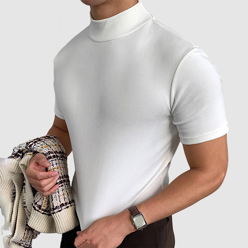Men's turtleneck t-shirt casual modern fit in black white and grey