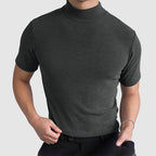Men's turtleneck t-shirt casual modern fit in black white and grey