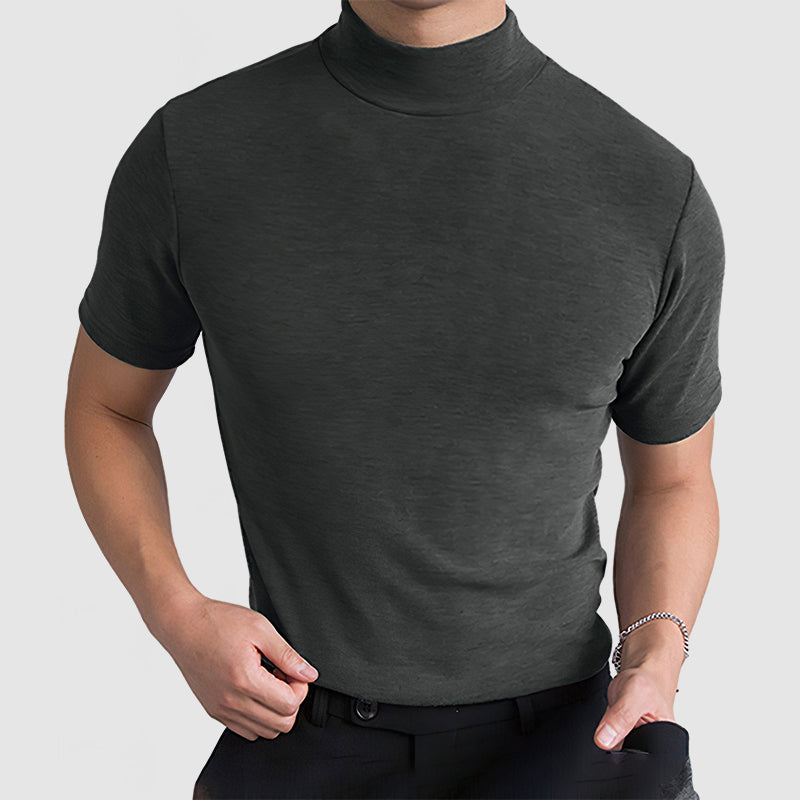 Men's turtleneck t-shirt casual modern fit in black white and grey