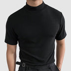 Men's turtleneck t-shirt casual modern fit in black white and grey
