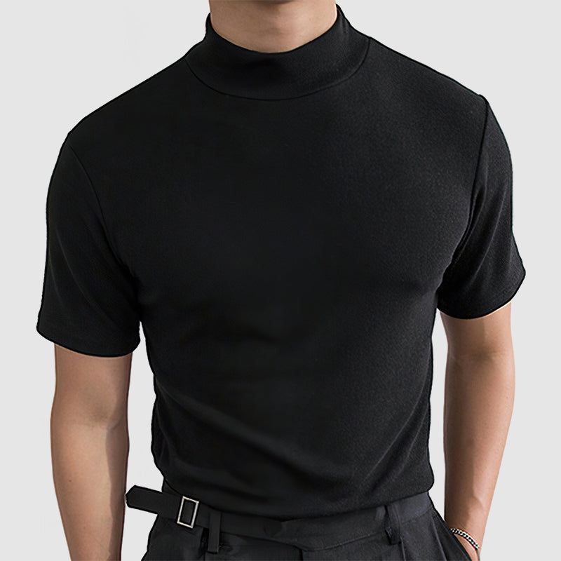 Men's turtleneck t-shirt casual modern fit in black white and grey