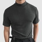 Men's turtleneck t-shirt casual modern fit in black white and grey