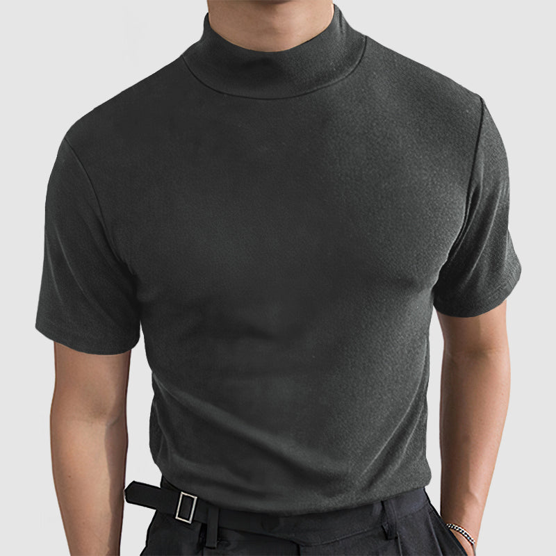 Men's turtleneck t-shirt casual modern fit in black white and grey