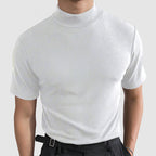 Men's turtleneck t-shirt casual modern fit in black white and grey