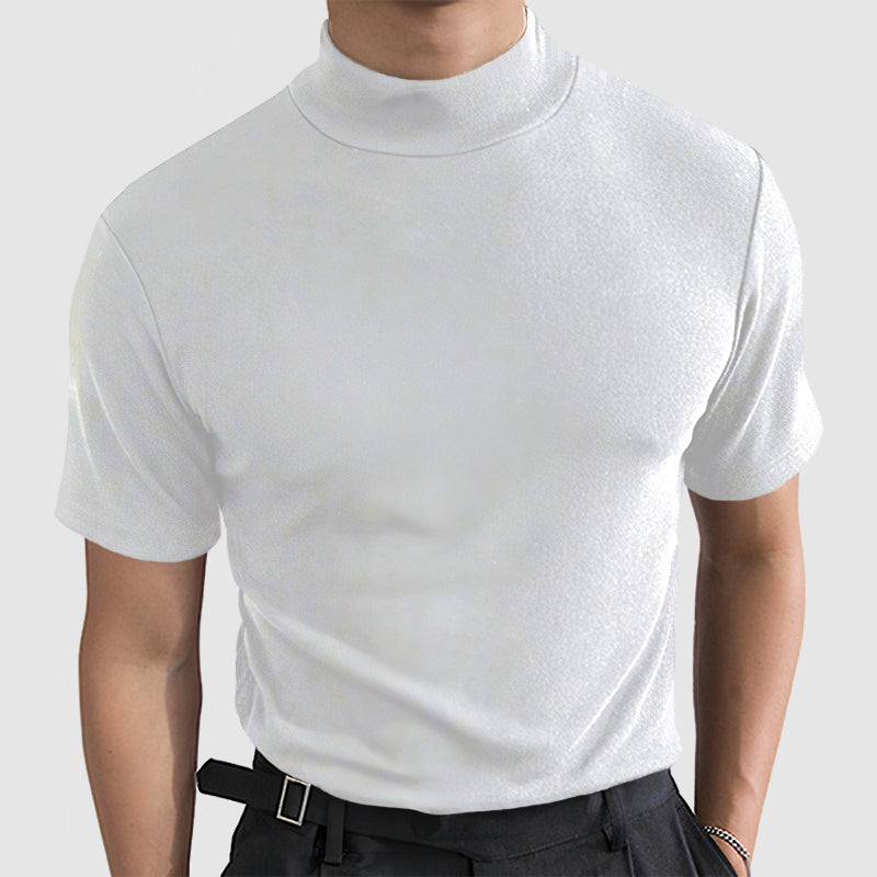 Men's turtleneck t-shirt casual modern fit in black white and grey