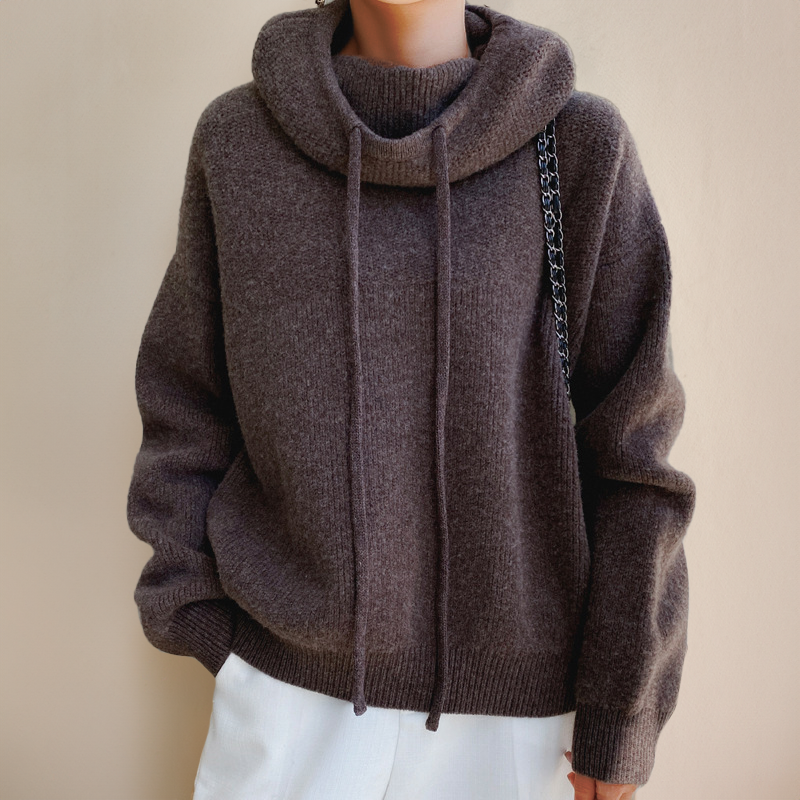 Women's knit sweater relaxed fit neutral tones, casual elegant knitwear