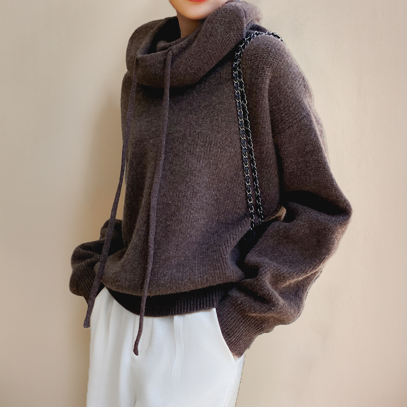 Women's knit sweater relaxed fit neutral tones, casual elegant knitwear