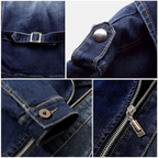 Women casual denim jacket relaxed fit with button-front closure and chest pockets