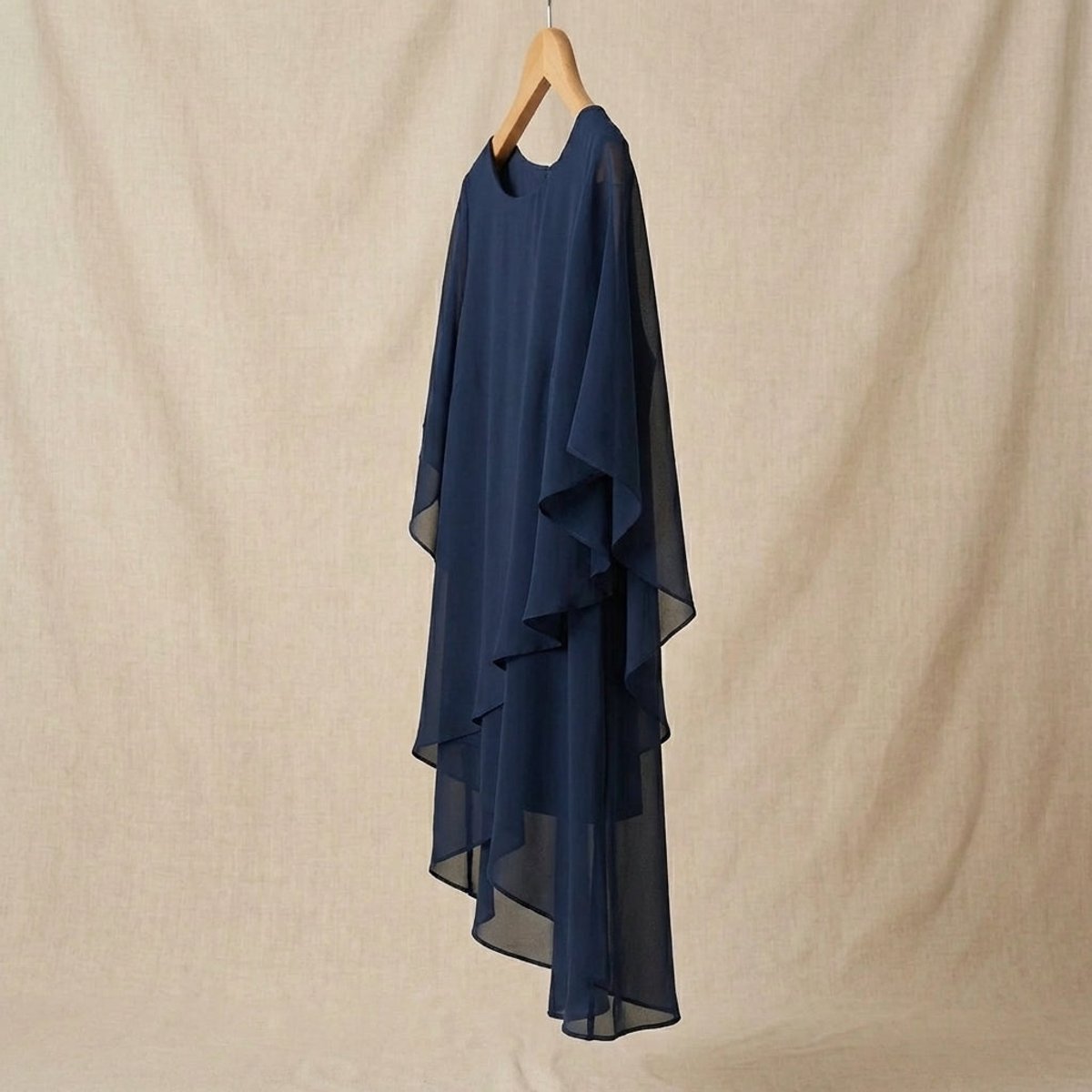 Women's chiffon two-piece set with wide-leg pants and elegant layered top