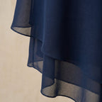 Women's chiffon two-piece set with wide-leg pants and elegant layered top