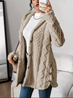 Women plush oversized hooded cardigan with button front in multiple colours