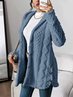 Women plush oversized hooded cardigan with button front in multiple colours