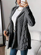 Women plush oversized hooded cardigan with button front in multiple colours