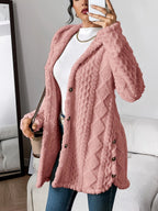 Women plush oversized hooded cardigan with button front in multiple colours
