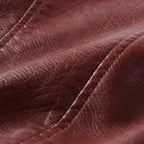 Women's faux leather biker jacket zip-up belted waist short cut