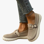 Women orthopedic breathable slip-on sneakers with velcro strap and arch support