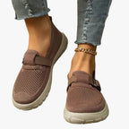 Women orthopedic breathable slip-on sneakers with velcro strap and arch support