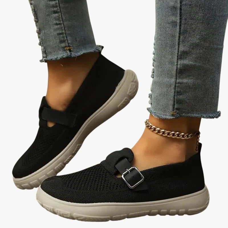 Women orthopedic breathable slip-on sneakers with velcro strap and arch support