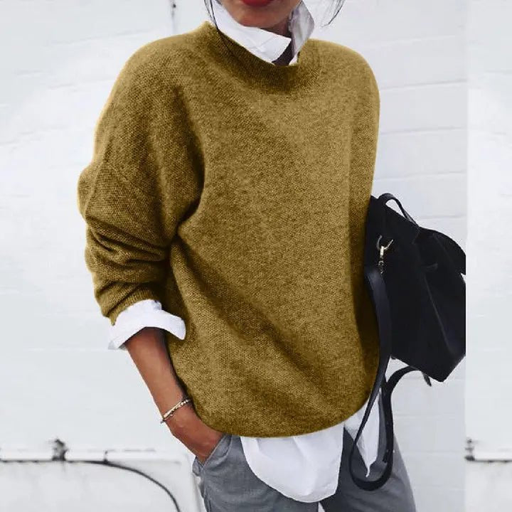 Women cashmere blend oversized crew neck sweater relaxed fit pullover