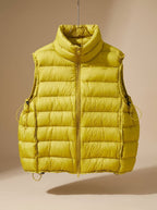 Women quilted sleeveless vest with two-way zip and stand collar