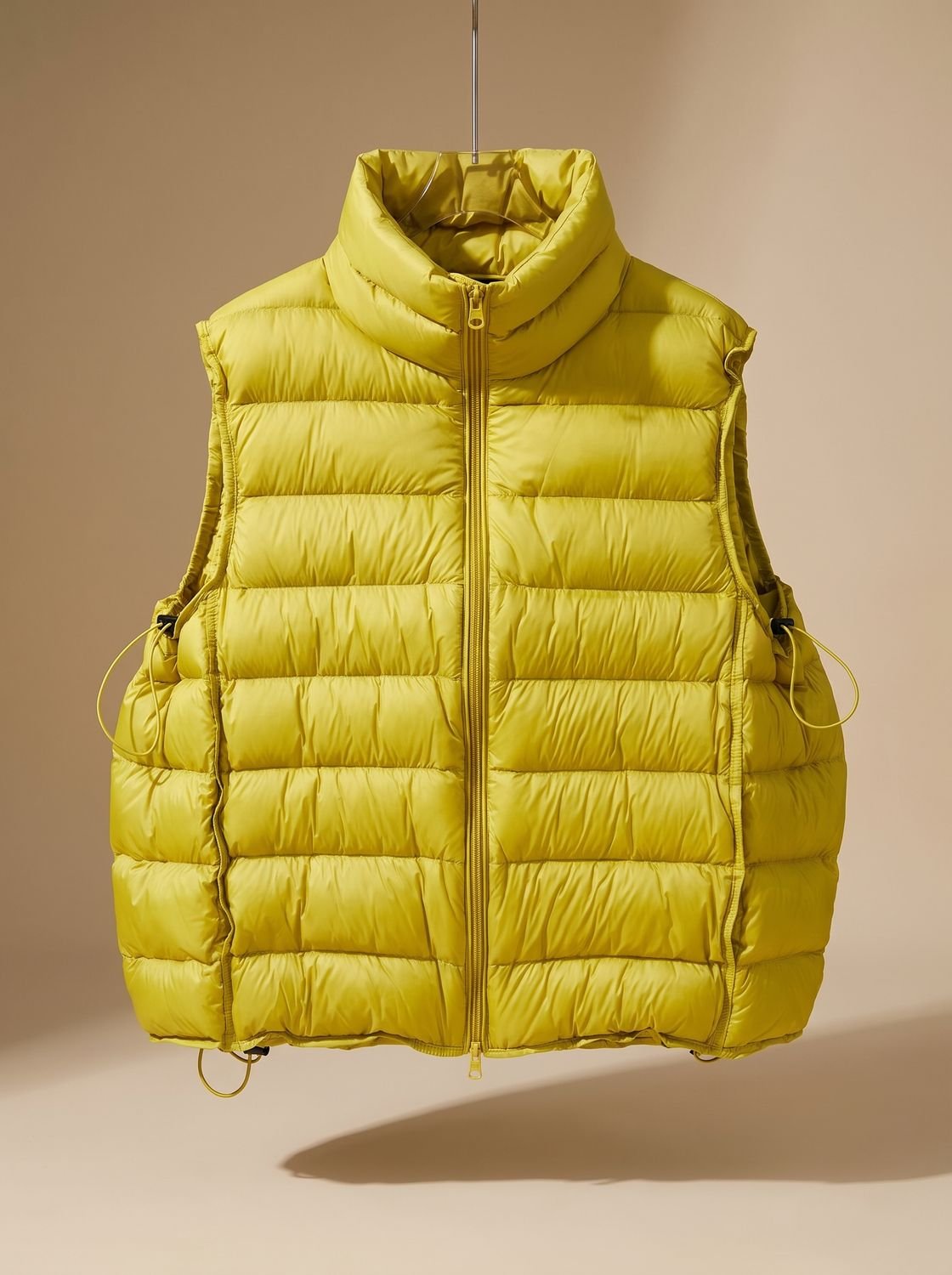 Women quilted sleeveless vest with two-way zip and stand collar