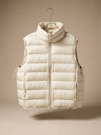 Women quilted sleeveless vest with two-way zip and stand collar